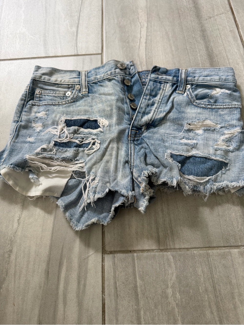 American Eagle Outfitters Light Blue Distressed Cutoff Denim Shorts